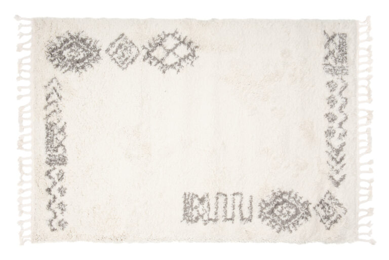 Covor Boho cu Ciucuri Crem Etnic Shaggy