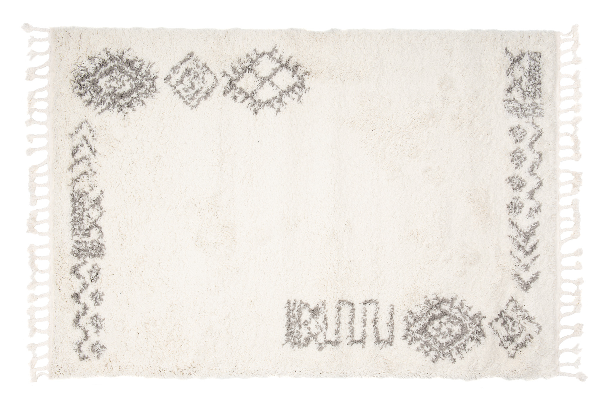 Covor Boho cu Ciucuri Crem Etnic Shaggy