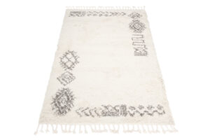 Covor Boho cu Ciucuri Crem Etnic Shaggy