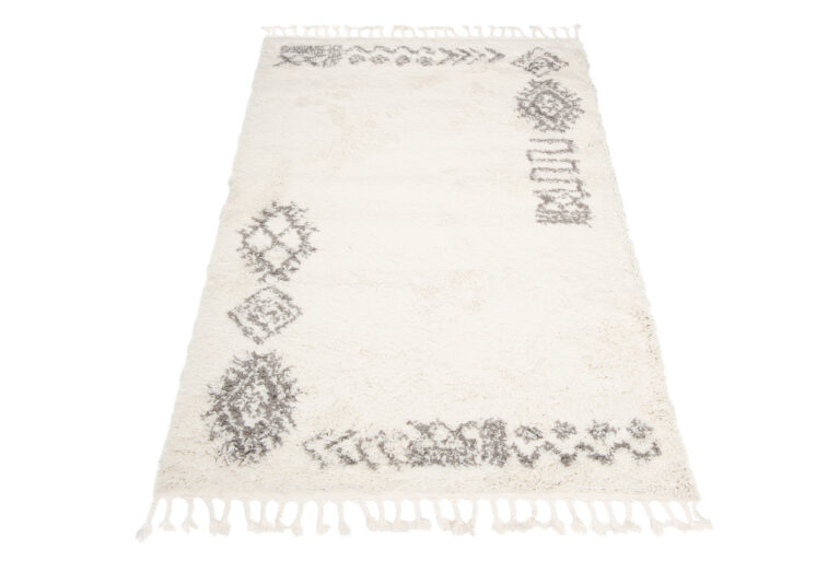 Covor Boho cu Ciucuri Crem Etnic Shaggy