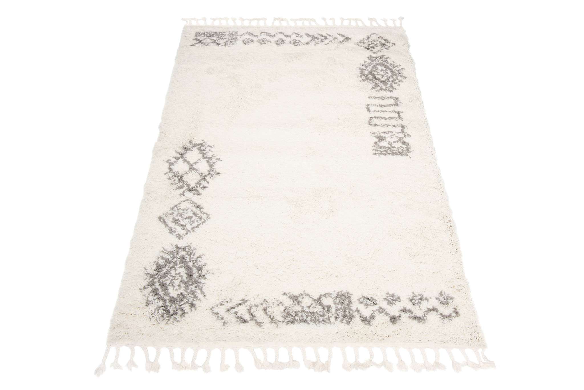 Covor Boho cu Ciucuri Crem Etnic Shaggy