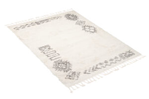 Covor Boho cu Ciucuri Crem Etnic Shaggy