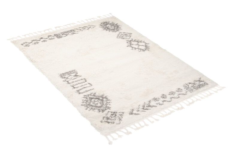 Covor Boho cu Ciucuri Crem Etnic Shaggy