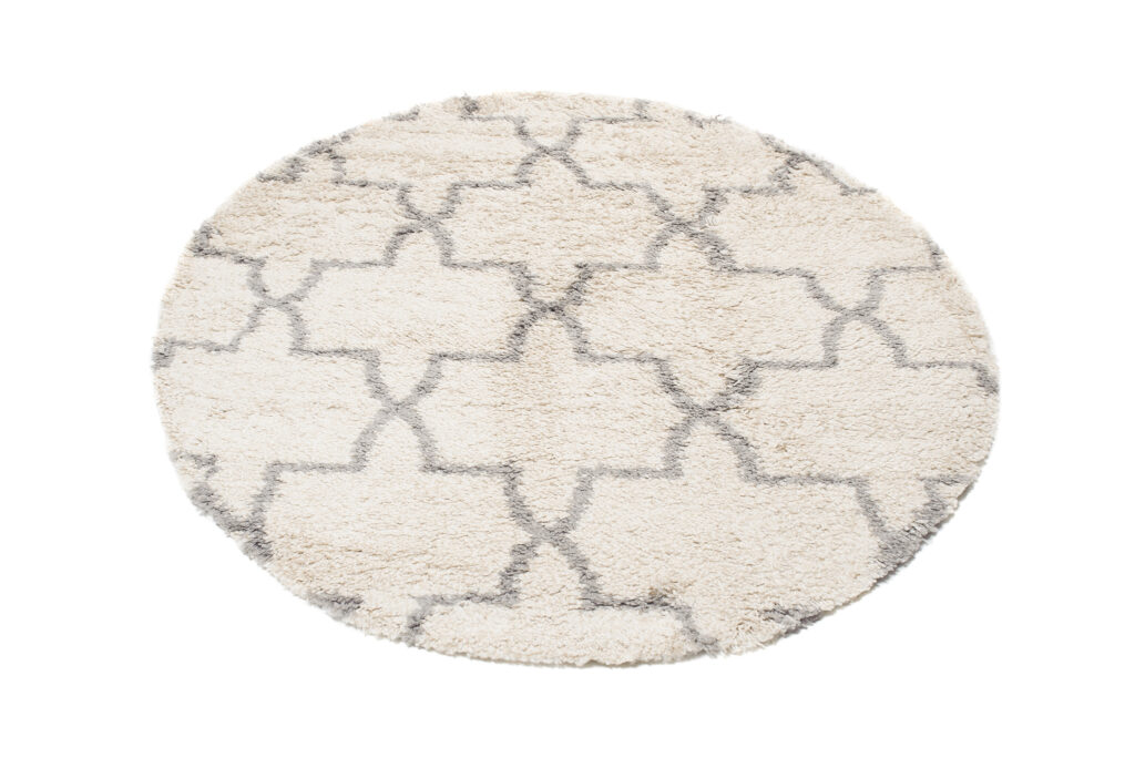 Covor Boho Rotund Crem Trifoi Marocan