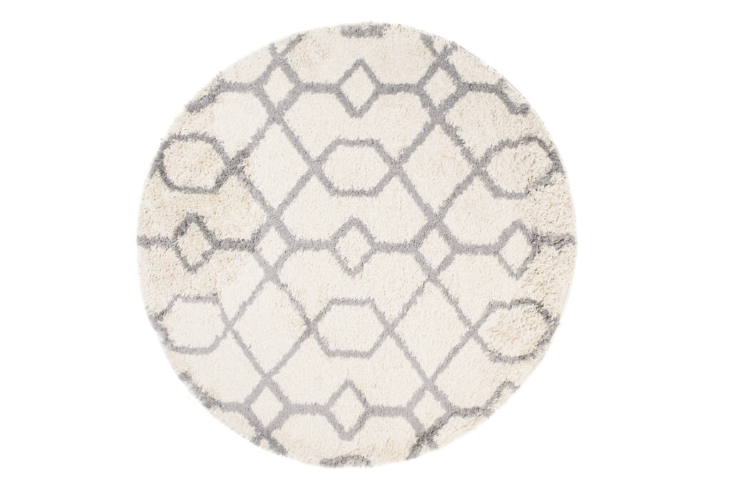 Covor Boho Rotund Crem Geometric Shaggy