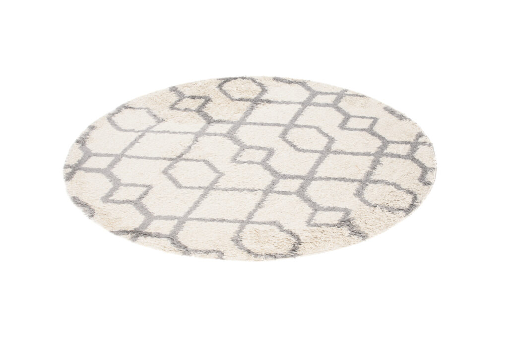 Covor Boho Rotund Crem Geometric Shaggy