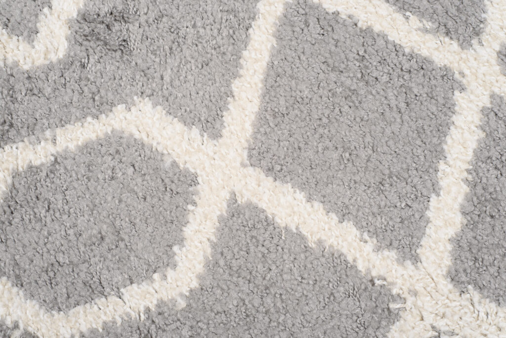 Covor Boho Rotund Gri Geometric Shaggy