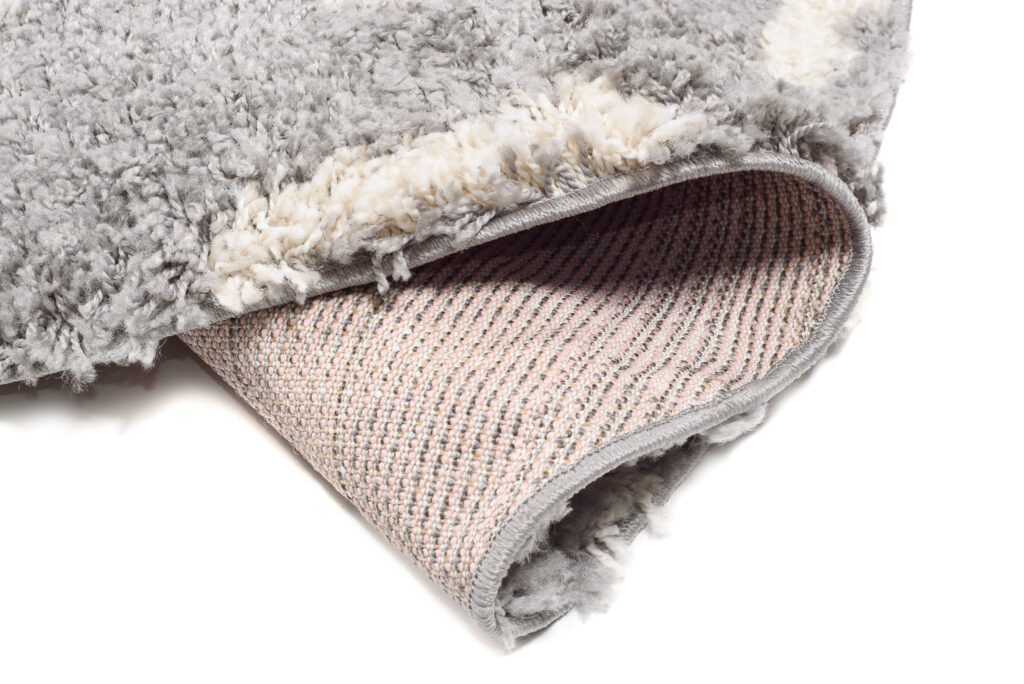 Covor Boho Rotund Gri Geometric Shaggy