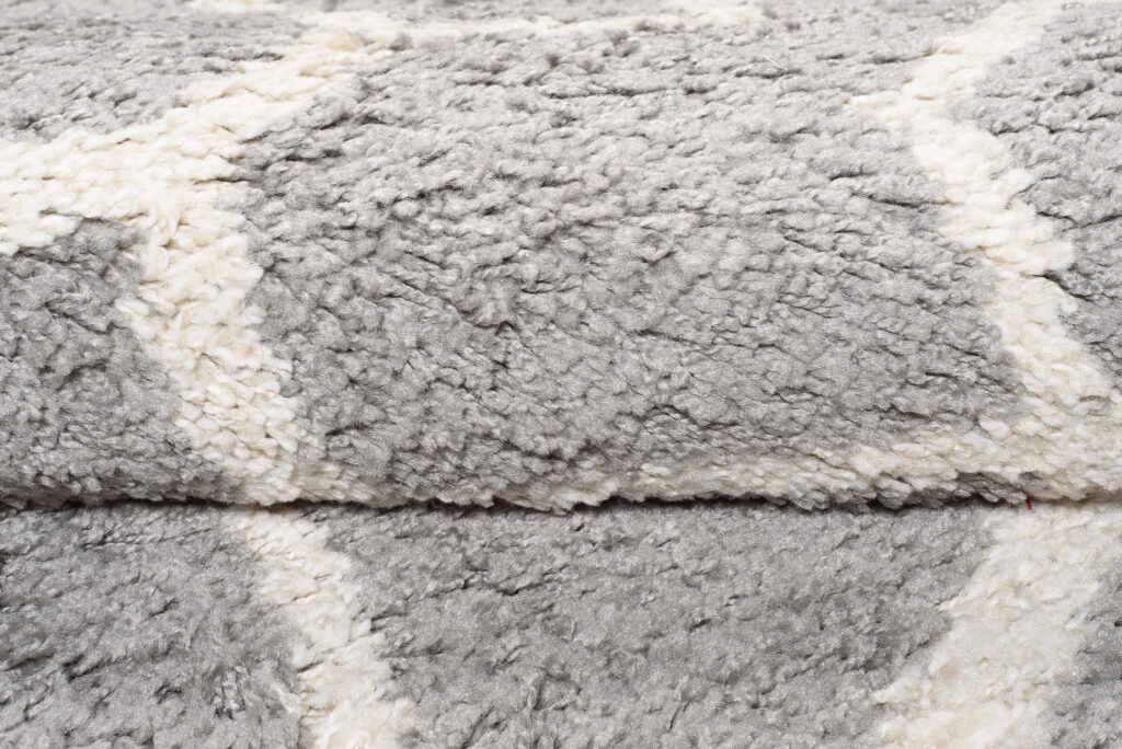 Covor Boho Rotund Gri Geometric Shaggy