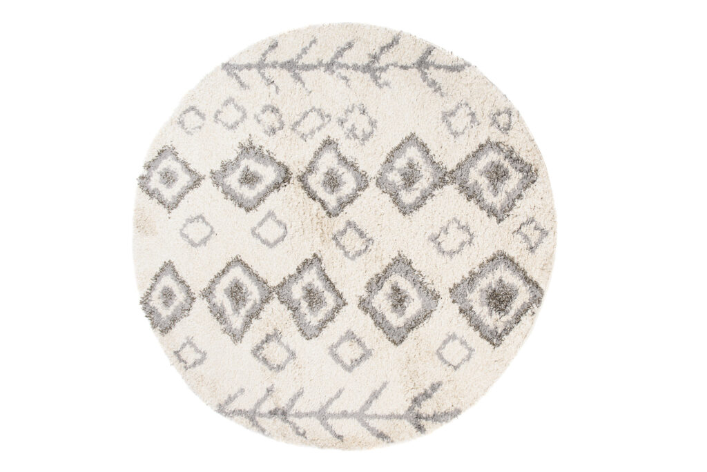 Covor Boho Rotund Crem Etnic Shaggy