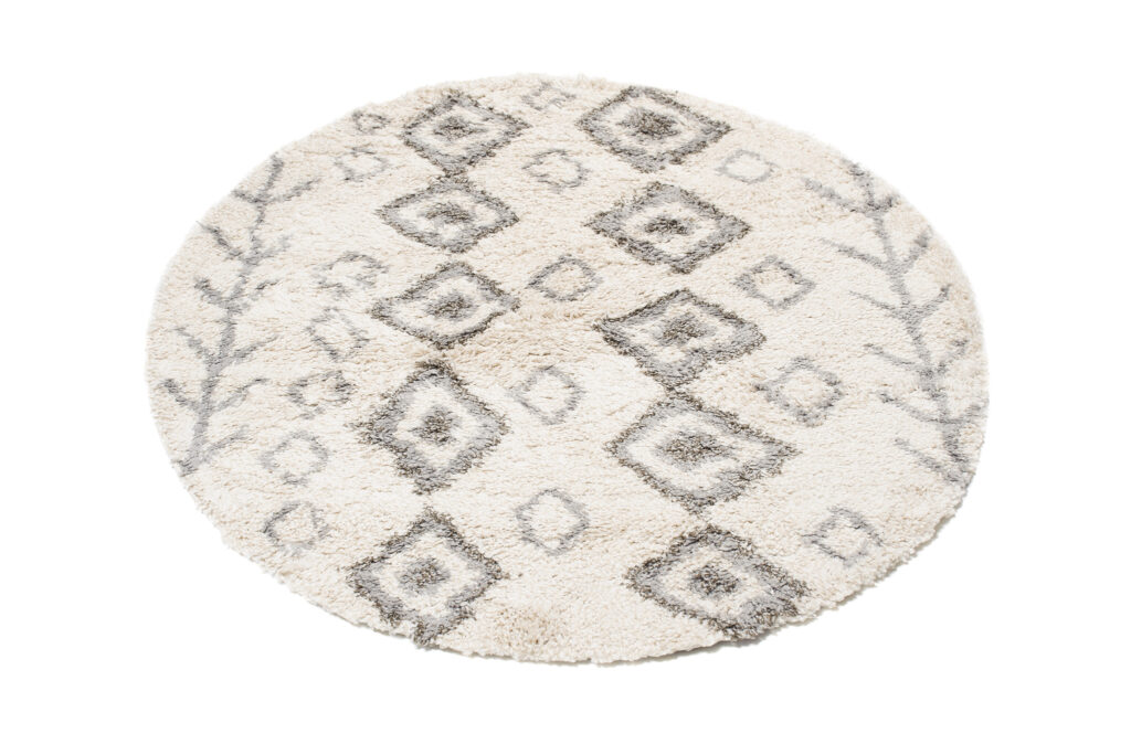 Covor Boho Rotund Crem Etnic Shaggy