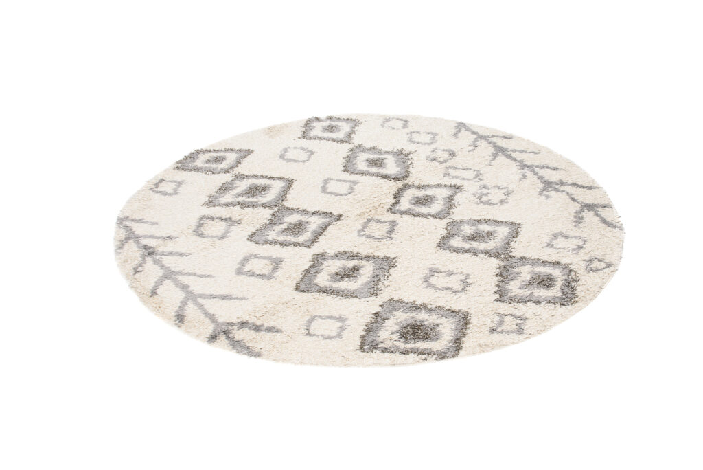 Covor Boho Rotund Crem Etnic Shaggy