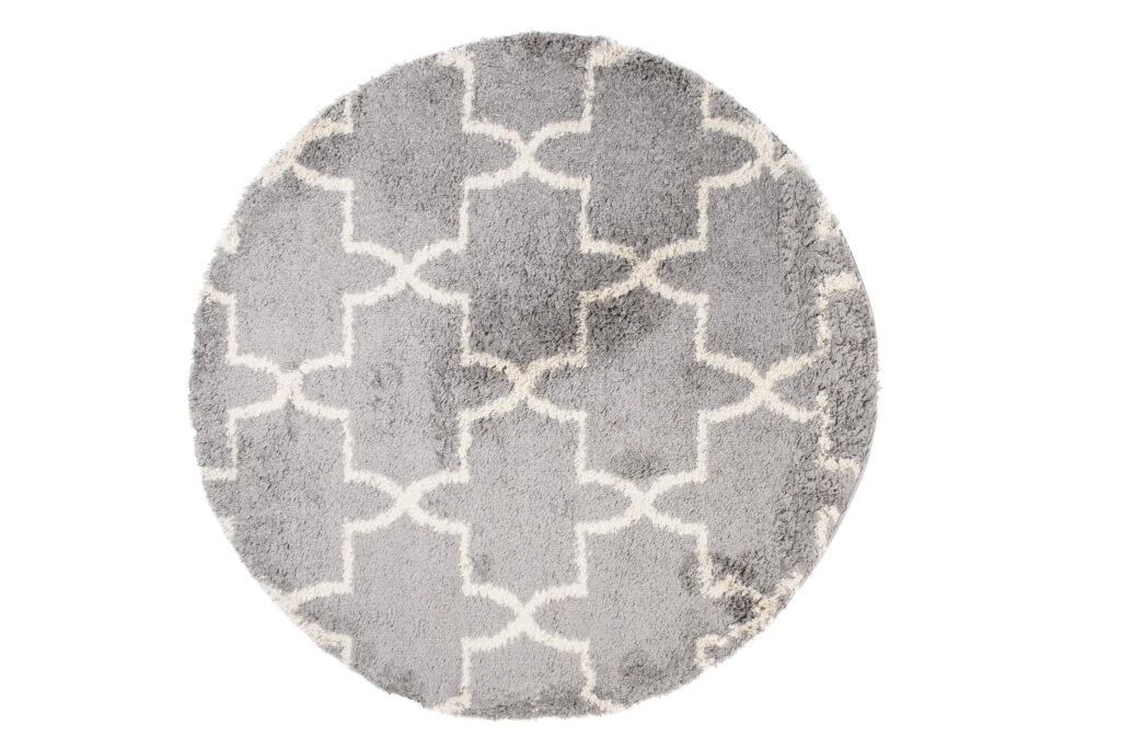 Covor Boho Rotund Gri Trifoi Marocan