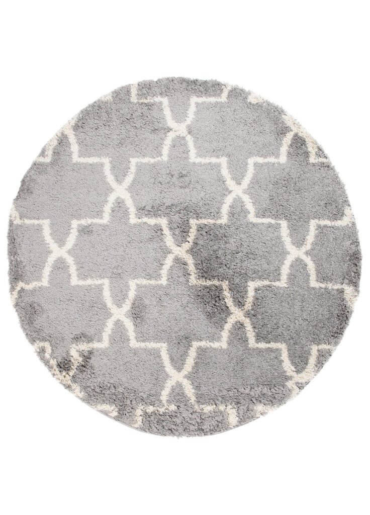Covor Boho Rotund Gri Trifoi Marocan