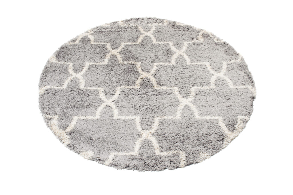 Covor Boho Rotund Gri Trifoi Marocan