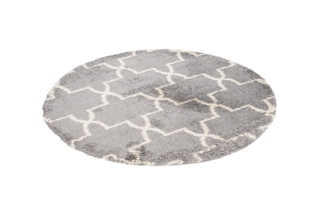 Covor Boho Rotund Gri Trifoi Marocan
