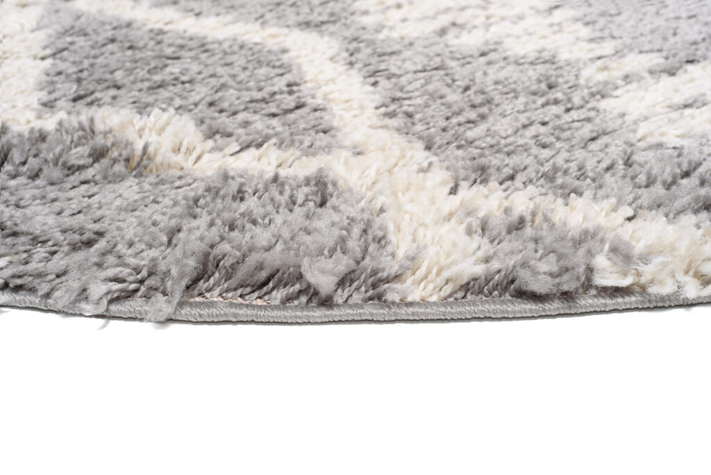 Covor Boho Rotund Gri Romburi Shaggy