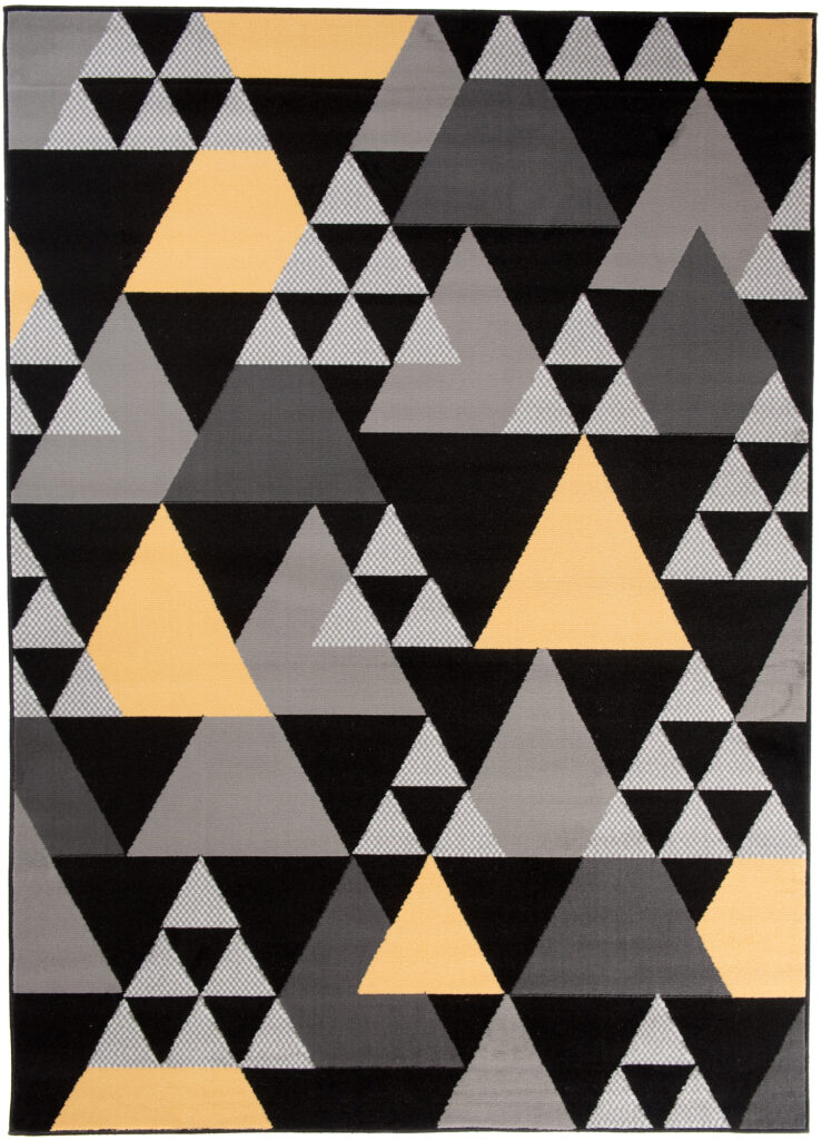 Covor Maya Gri Galben Geometric Triunghiuri