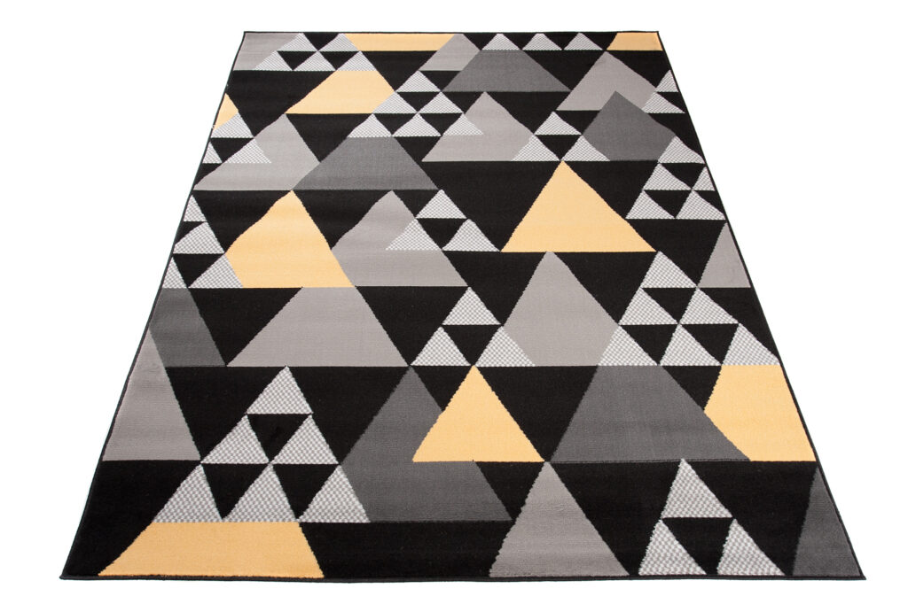 Covor Maya Gri Galben Geometric Triunghiuri