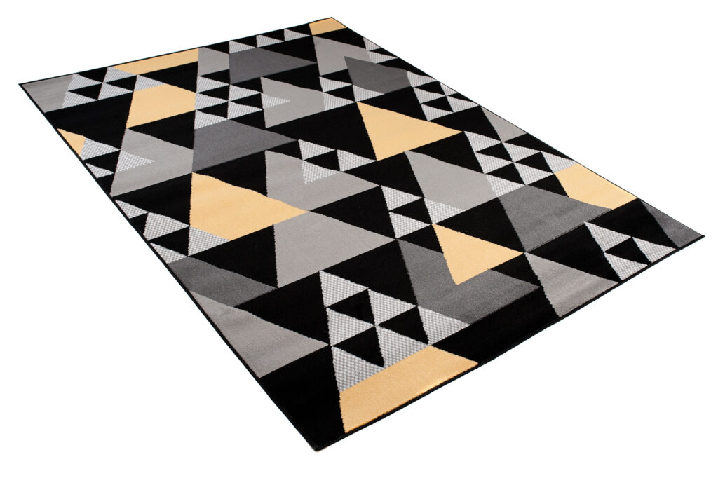 Covor Maya Gri Galben Geometric Triunghiuri