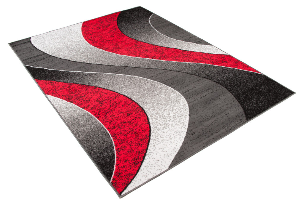 Covor Luxury Gri Roșu Geometric Valuri