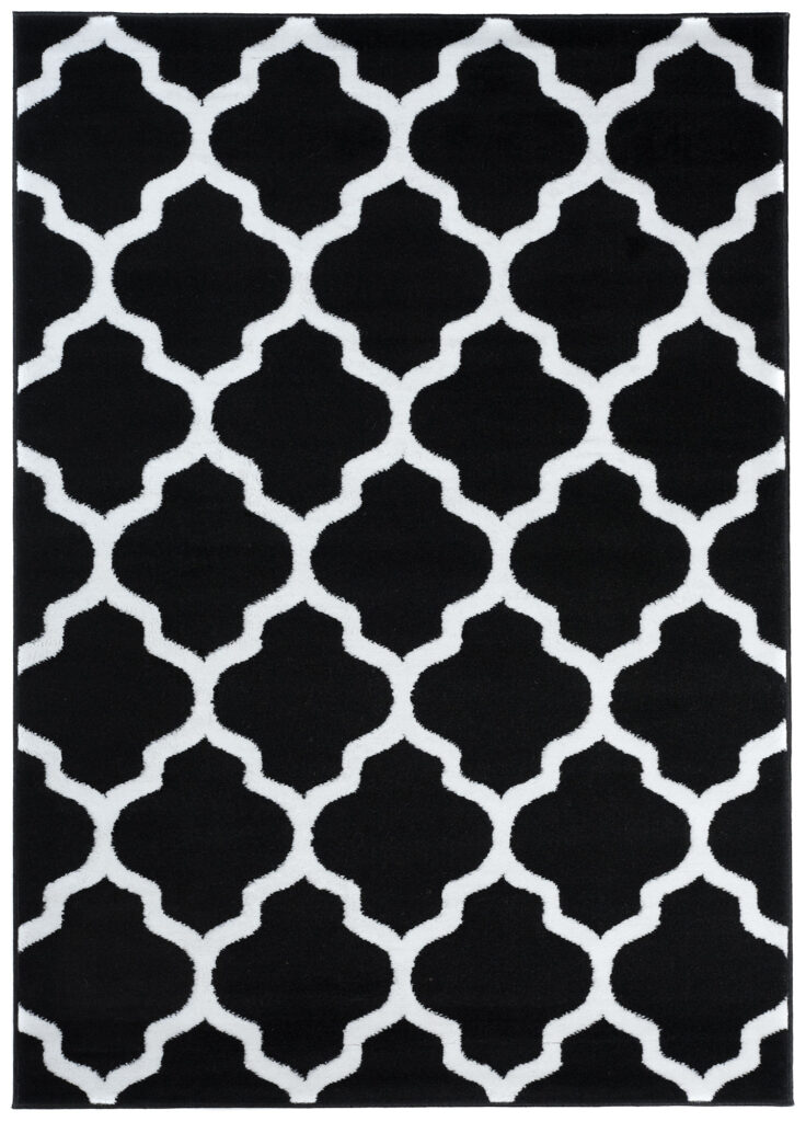 Covor Luxury Negru Alb Geometric Trellis