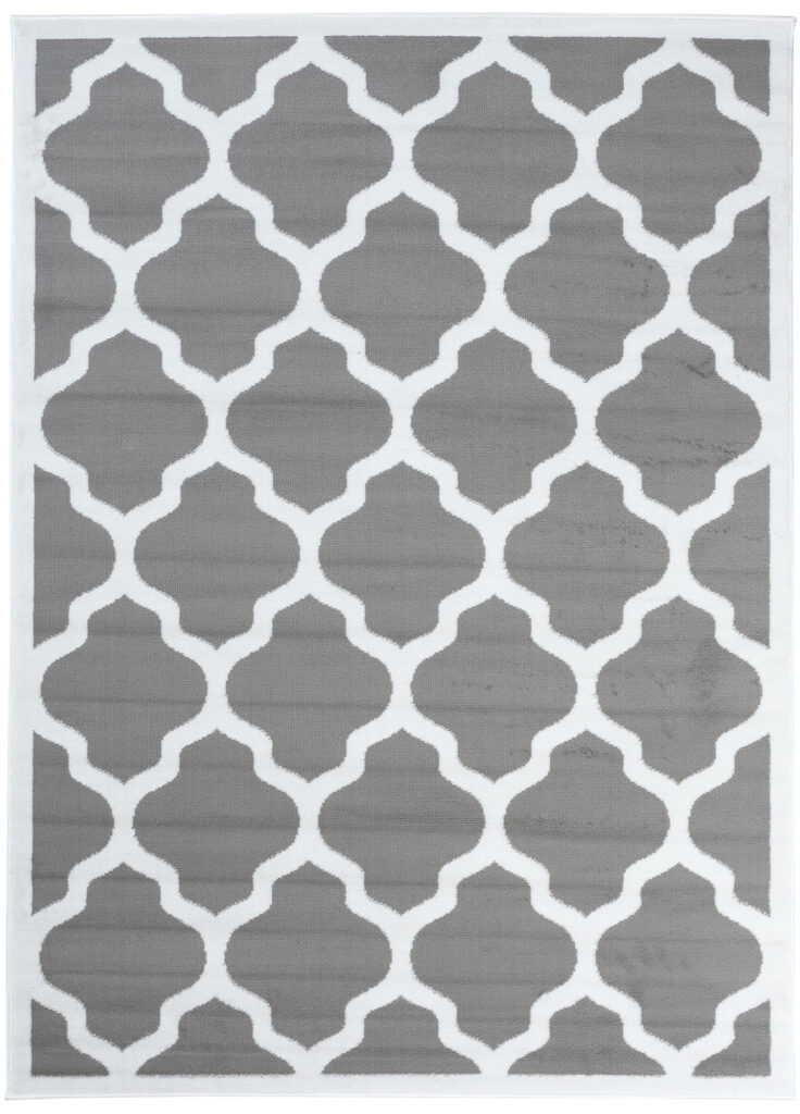 Covor Luxury Gri Alb Geometric Trellis Ramă