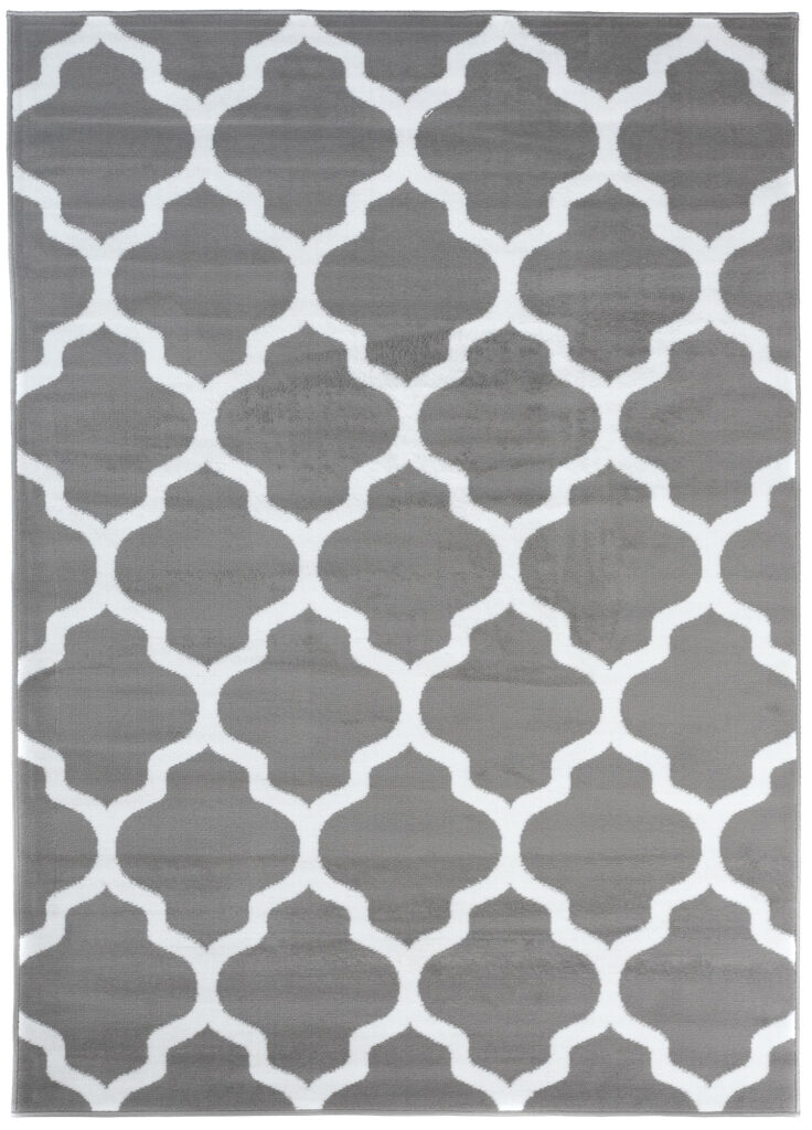 Covor Luxury Gri Deschis Alb Geometric Trellis
