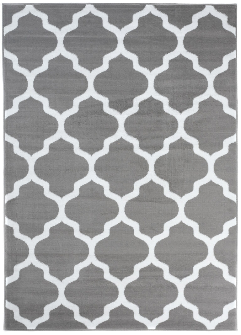 Covor Luxury Gri Deschis Alb Geometric Trellis