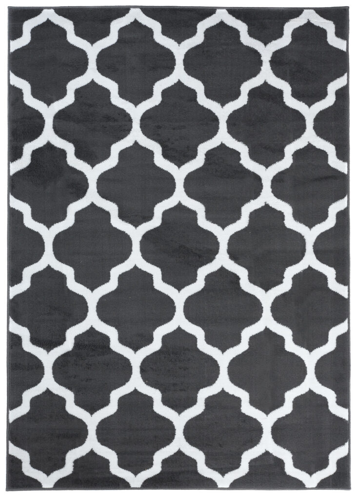 Covor Luxury Gri Închis Alb Geometric Trellis