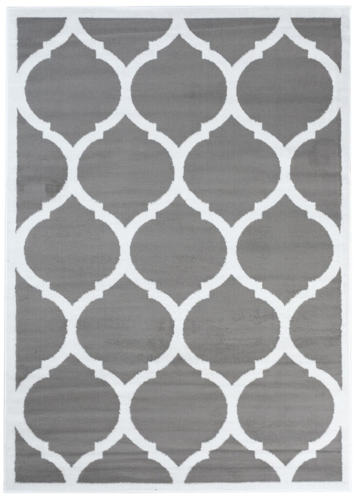 Covor Luxury Gri Alb Marocan Trellis Ramă