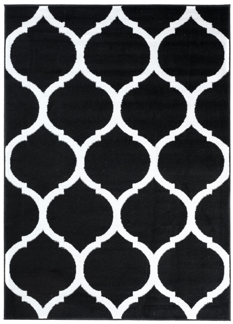 Covor Luxury Negru Alb Marocan Trellis