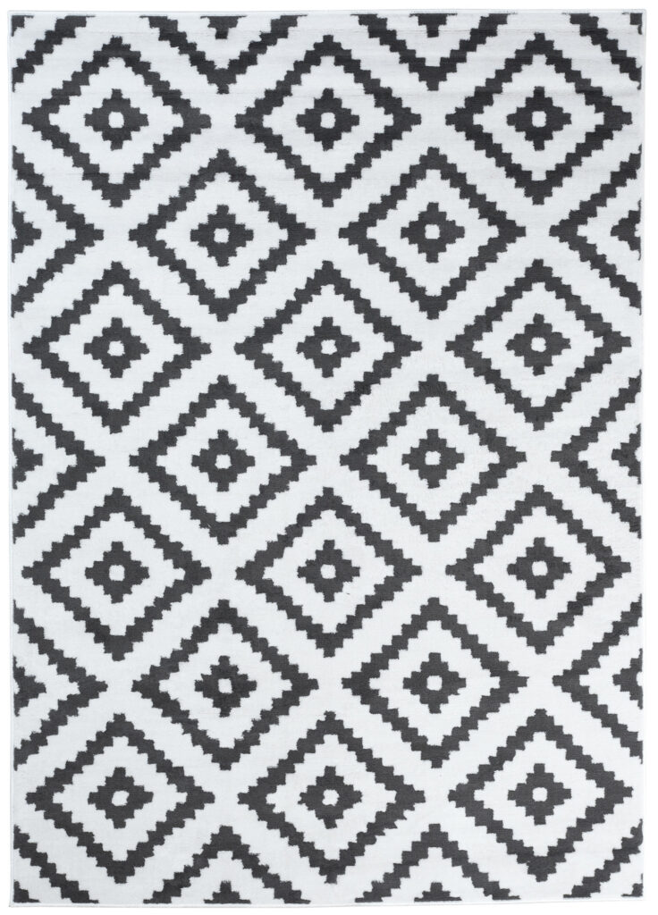 Covor Luxury Alb Gri Geometric Diamant