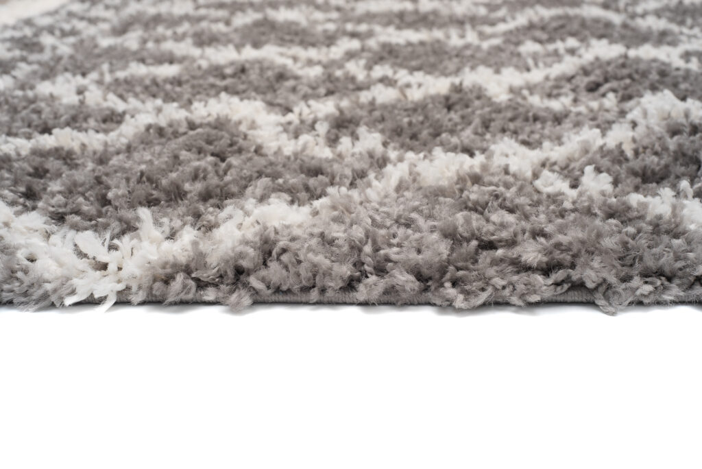 Covor Boho cu Ciucuri Gri Carouri Puncte Shaggy