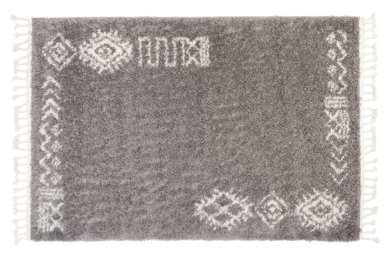 Covor Boho cu Ciucuri Gri Etnic Shaggy