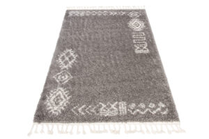 Covor Boho cu Ciucuri Gri Etnic Shaggy