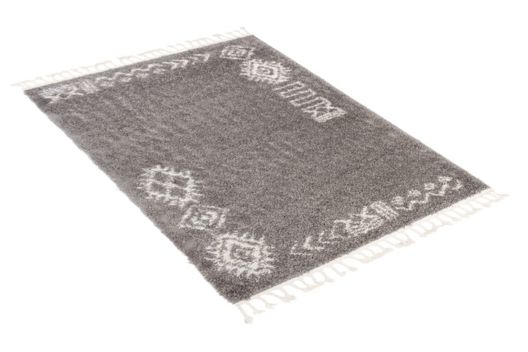 Covor Boho cu Ciucuri Gri Etnic Shaggy