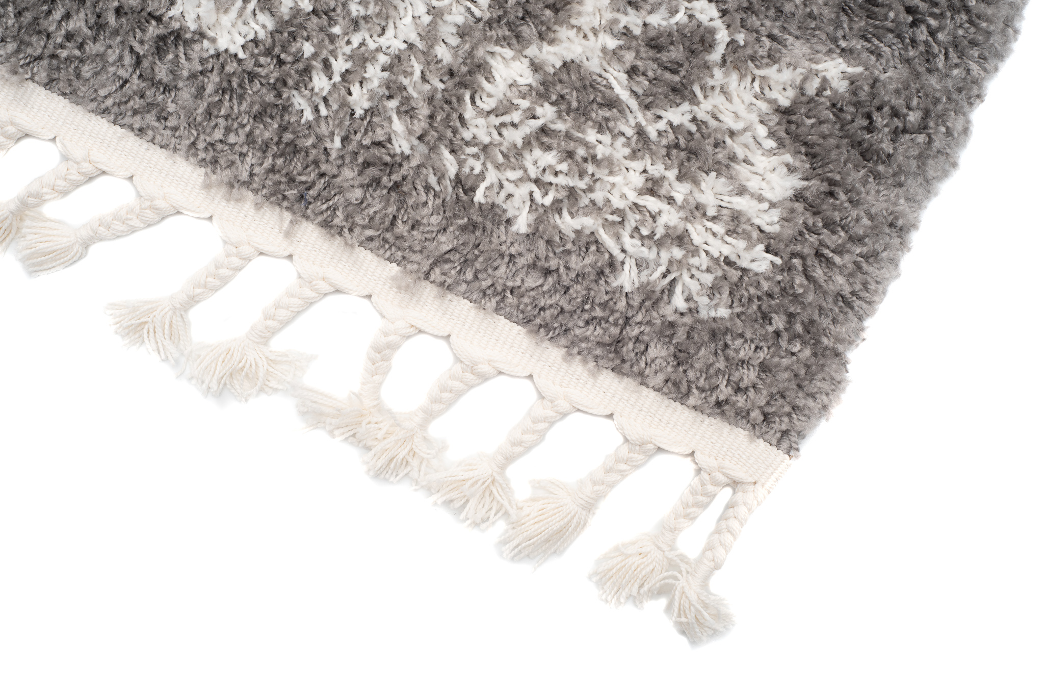 Covor Boho cu Ciucuri Gri Etnic Shaggy