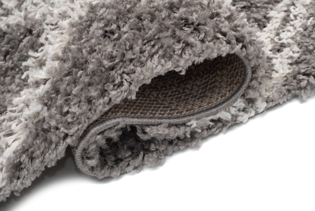 Covor Boho cu Ciucuri Gri Carouri Shaggy