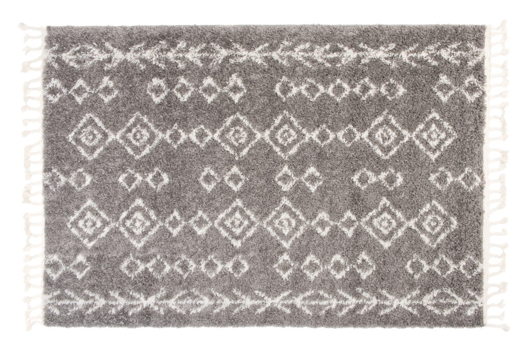 Covor Boho cu Ciucuri Gri Geometric Shaggy