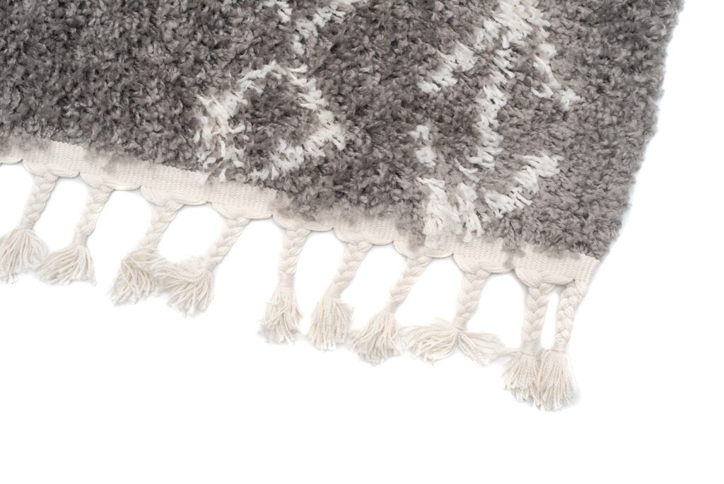Covor Boho cu Ciucuri Gri Geometric Shaggy