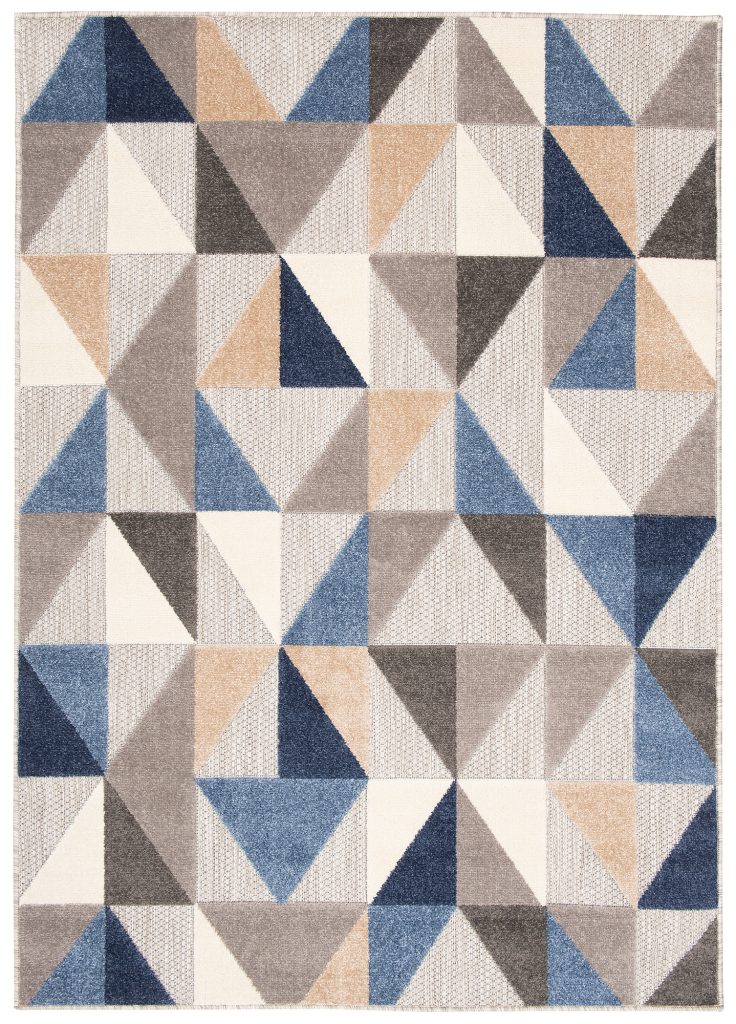 Covor de Exterior Patio Gri Albastru Geometric