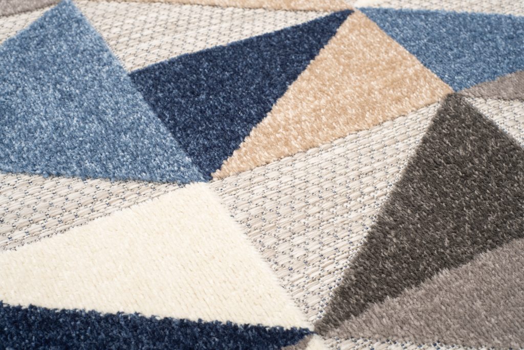 Covor de Exterior Patio Gri Albastru Geometric