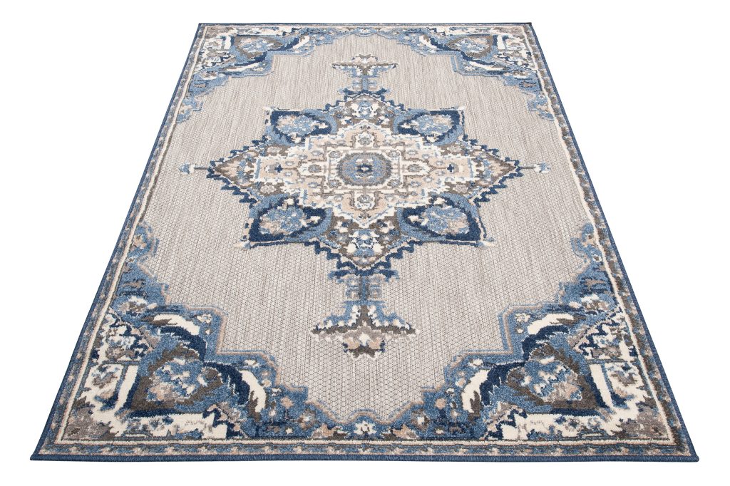 Covor de Exterior Patio Gri Albastru Vintage