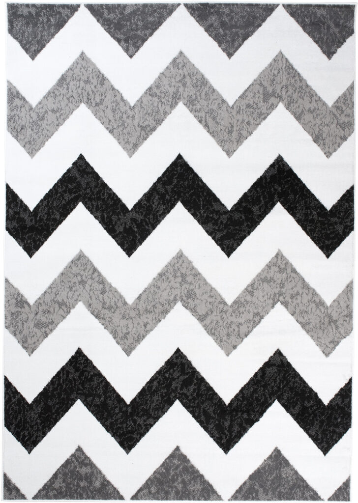 Covor Maya Gri Negru Geometric Zigzaguri