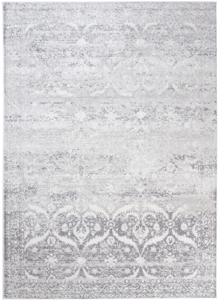 Covor Sky Gri Vintage Florale Efect de Uzură