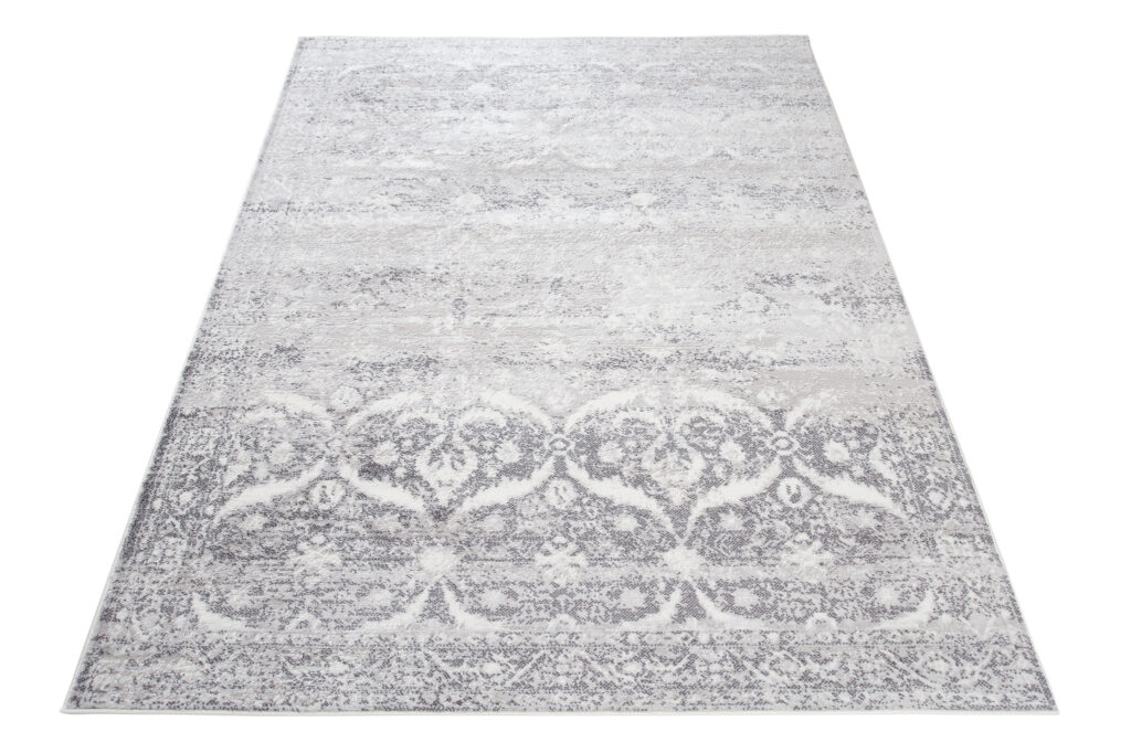 Covor Sky Gri Vintage Florale Efect de Uzură