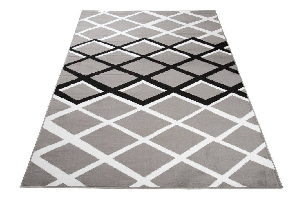 Covor Luxury Gri Negru Geometric Carouri
