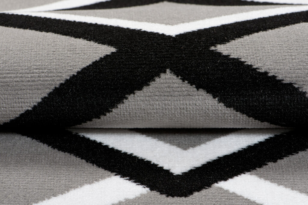 Covor Luxury Gri Negru Geometric Carouri