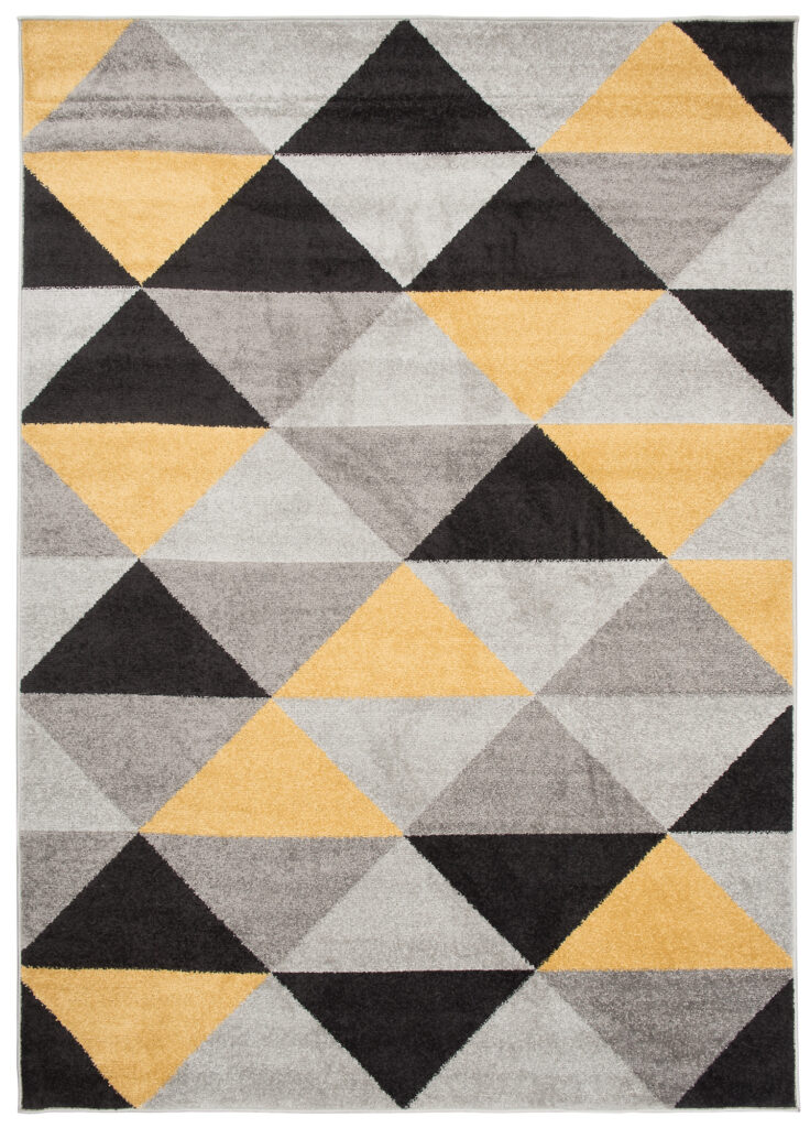 Covor Lazur Gri Portocaliu Geometric Triunghiuri